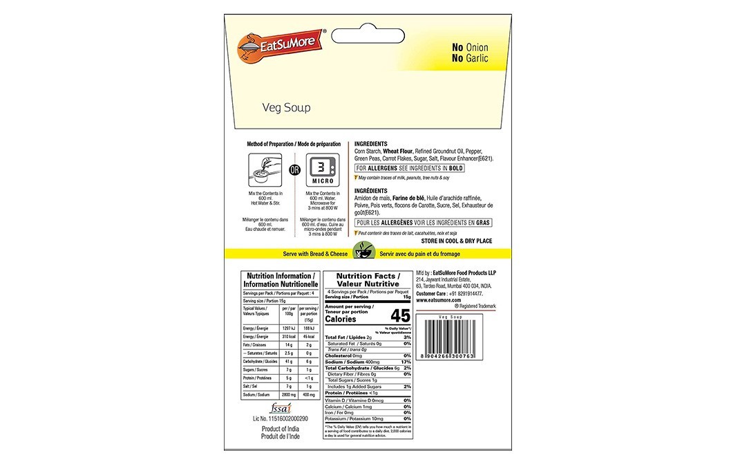 EatSuMore Veg Soup    Pack  60 grams